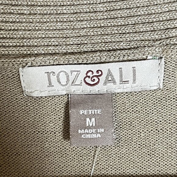ROZ & ALI Woman Beige Cardigan Longsleeve Size Petite Medium Long Sleeve Opening - Picture 6 of 9